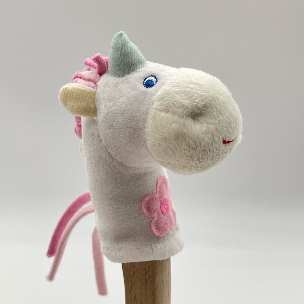Haba MIni 4" White Pink Unicorn Finger Puppet Plush Pastel